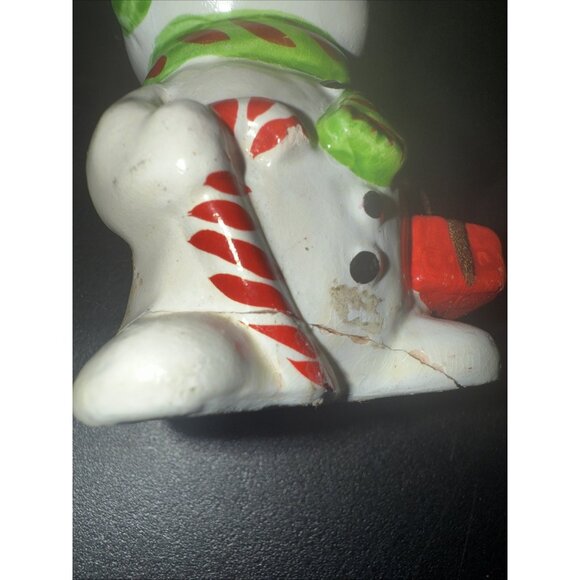 Vintage Snowman Salt and Pepper Shaker (1) Telco GLUED CRACKED BOTTOM BROKE HAT - Picture 3 of 14